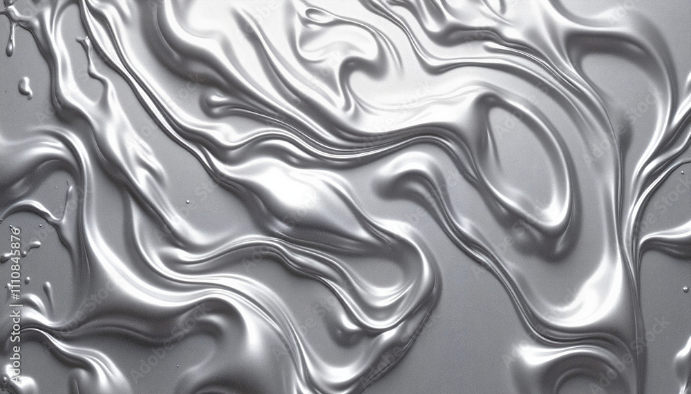 Fototapeta premium Silver liquid texture with flowing patterns