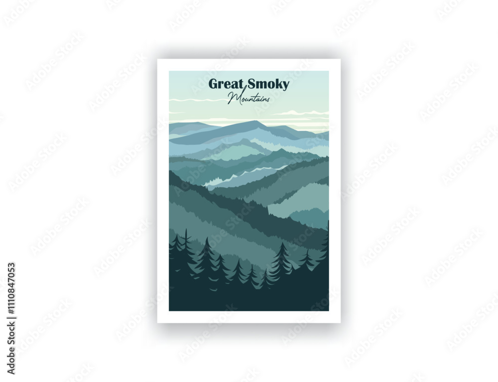 Fototapeta premium Great Smoky Mountains, USA Vintage Travel Posters. Vector illustration. High Quality Prints