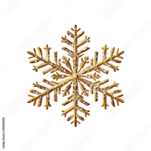 Sparkling Gold Snowflake with Glittering Texture, Winter Holiday Decoration