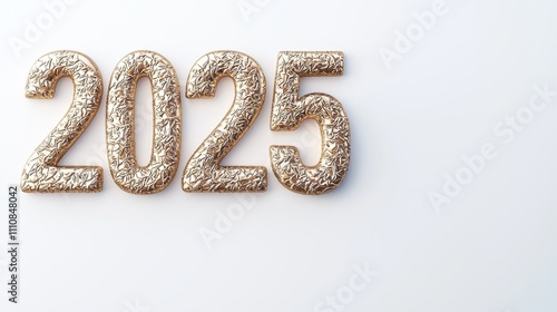 Elegant golden 2025 numbers on a clean white minimalist design