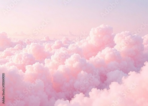 Pastel pink shades blend with soft white clouds, dreamy effects , peaceful ambiance