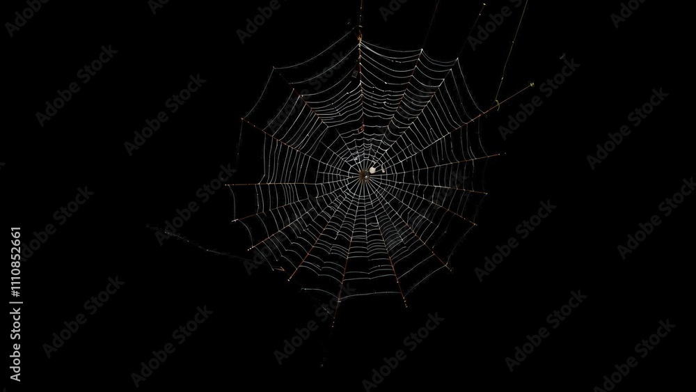 Naklejka premium Captivating Spider Web in the Moonlit Night: Perfect for Wall Art, Home Decor, or Digital Backgrounds