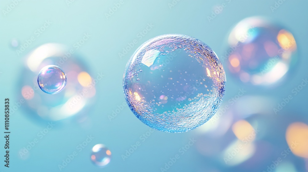 A collection of delicate, iridescent bubbles floating in a soft blue background, creating a serene and whimsical atmosphere. A collection of delicate, iridescent bubbles floating in a soft blue background, creating a serene and whimsical atmosphere.