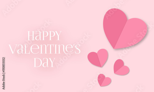 3d Happy Valentine's day banner background paper cut