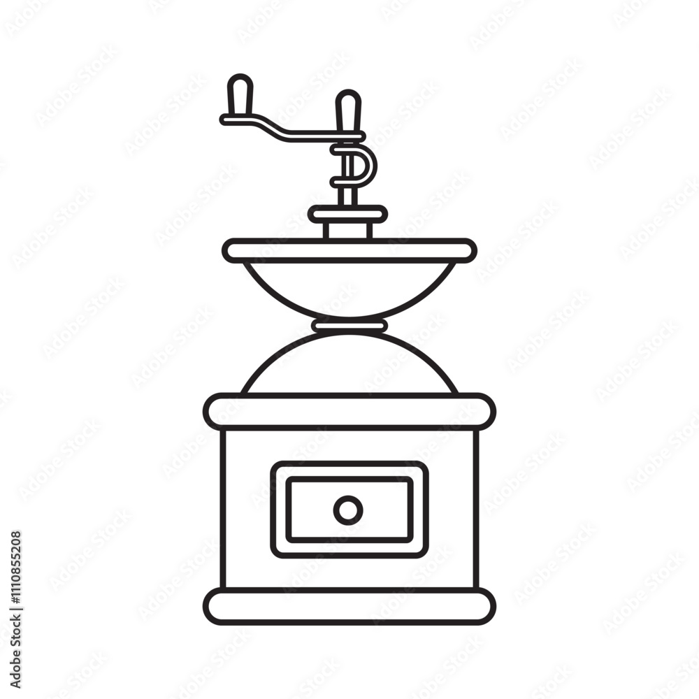 Minimalist old-fashioned coffee grinder line art Minimalist old-fashioned coffee grinder line art