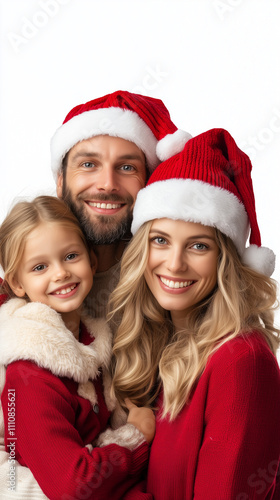 realistic faimly christmas photo isolated over white photo