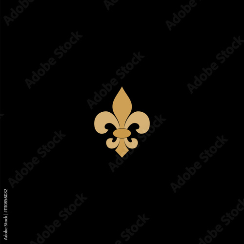  Fleur de lis gold icon isolated on dark background