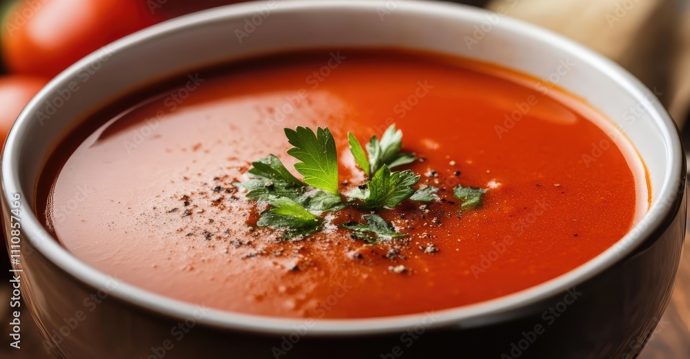 Warm Comforting Bowl of Creamy Tomato Soup. AI generated illustration. Warm Comforting Bowl of Creamy Tomato Soup. AI generated illustration.