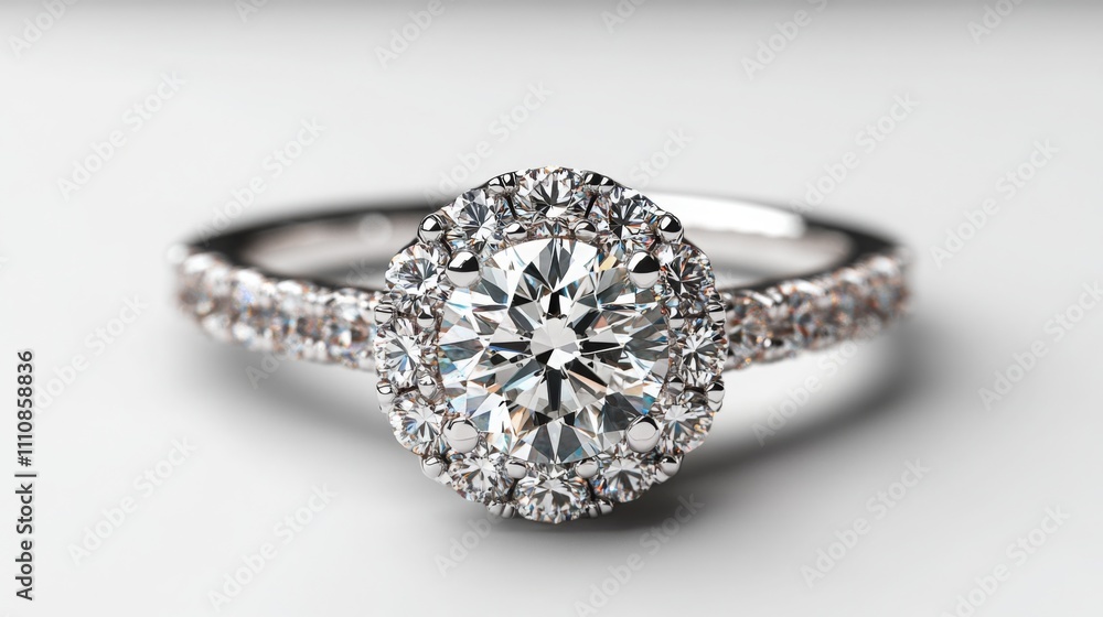 Elegant Diamond Engagement Ring on White Background Elegant Diamond Engagement Ring on White Background