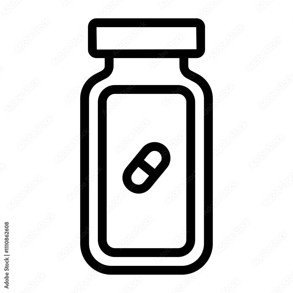 Pharmaceutical Bottle Icon in Line Style Pharmaceutical Bottle Icon in Line Style