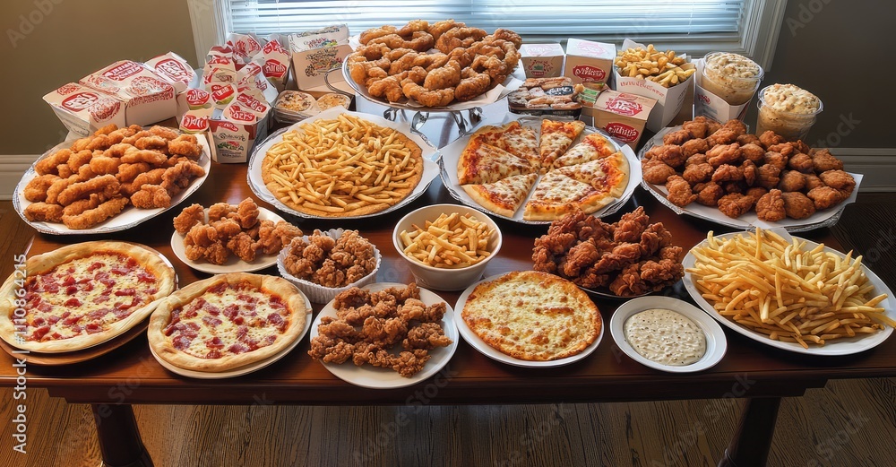 Assorted Take-Out Food. AI generated illustration. Assorted Take-Out Food. AI generated illustration.