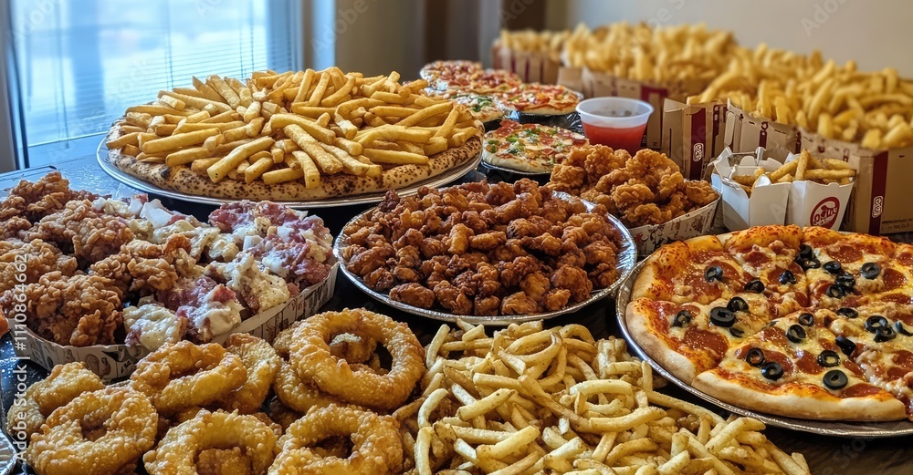 Assorted Take-Out Food. AI generated illustration. Assorted Take-Out Food. AI generated illustration.