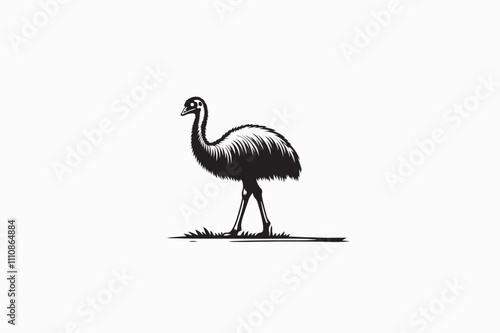 A Emu vector silhouette image Made by adobe illustrator..eps