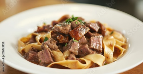 Pappardelle Pasta with Wild Boar Sauce. AI generated illustration.