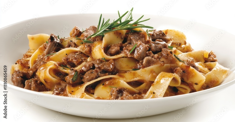 Pappardelle Pasta with Wild Boar Sauce. AI generated illustration. Pappardelle Pasta with Wild Boar Sauce. AI generated illustration.