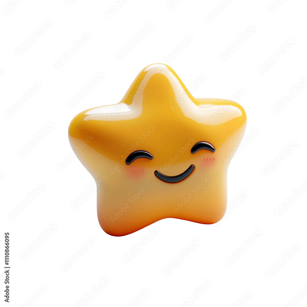 Happy Smiling 3D Star Emoji, Cute Cartoon Character Illustration Happy Smiling 3D Star Emoji, Cute Cartoon Character Illustration