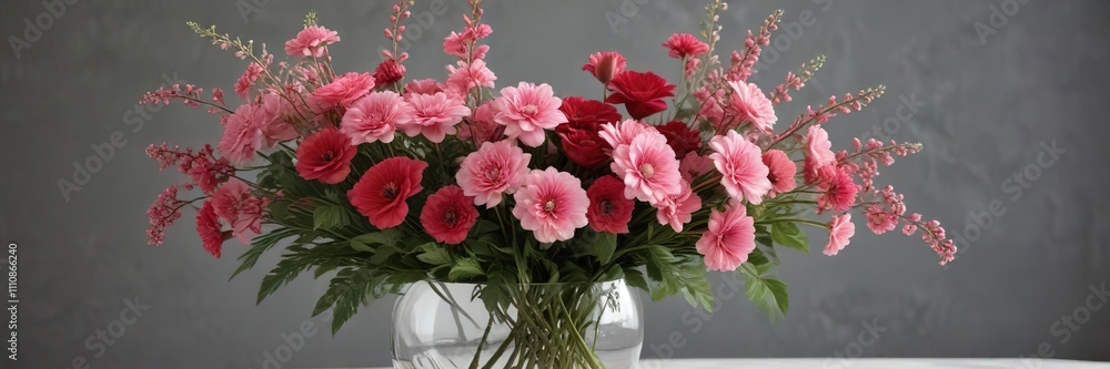 A beautiful pink and red flower arrangement in a vase, arrangement, red, decoration A beautiful pink and red flower arrangement in a vase, arrangement, red, decoration