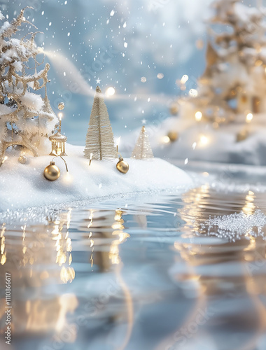 christmas tree and snow