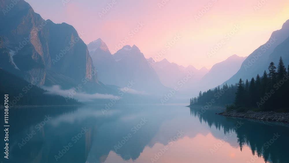 Serene Mountain Lake at Sunrise Serene Mountain Lake at Sunrise