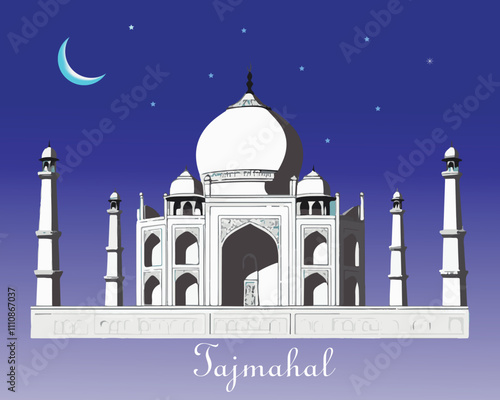 Taj Mahal in Agra Ethereal, majestic, grand, imposing, statuesque, beautiful, stunning.