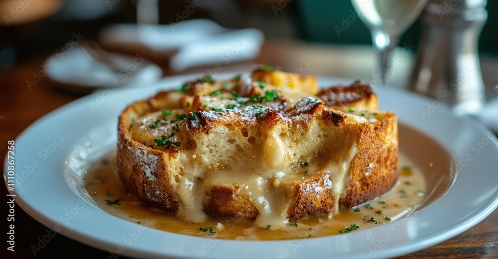 Premium Restaurant Bread Pudding. AI generated illustration. Premium Restaurant Bread Pudding. AI generated illustration.