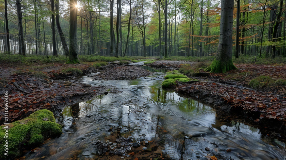 Obraz premium Serene Stream in the Forest