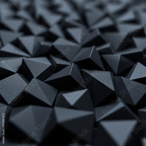 Stylish dark wallpaper with 3d black triangular pyramids perfect for modern themes polygonal wallpaper abstract geometric background concept macro photography  photo