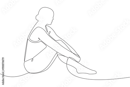 Body positive art. Beautiful curvaceous woman body continuous line drawing. Vector illustration