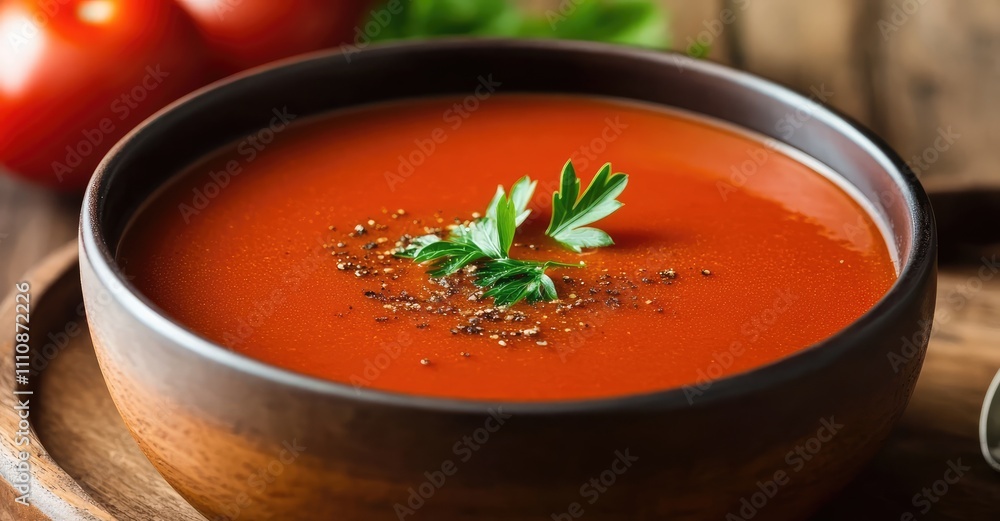 Warm Comforting Bowl of Creamy Tomato Soup. AI generated illustration. Warm Comforting Bowl of Creamy Tomato Soup. AI generated illustration.