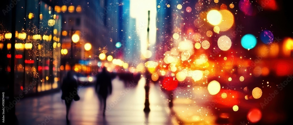 Fototapeta premium Sparkling cityscape blurred urban lights in creative night photography