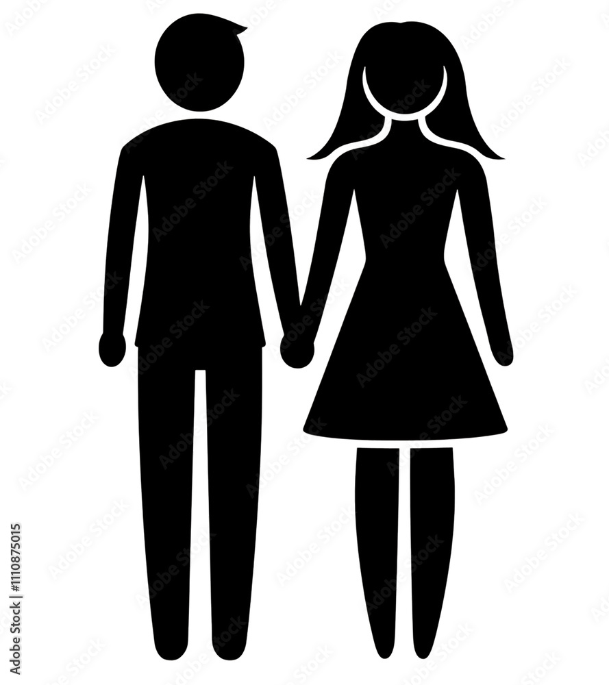 Simple illustration of a man and woman holding hands. Simple illustration of a man and woman holding hands.
