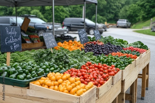 Farmers market offering fresh produce displaying vibrant colors