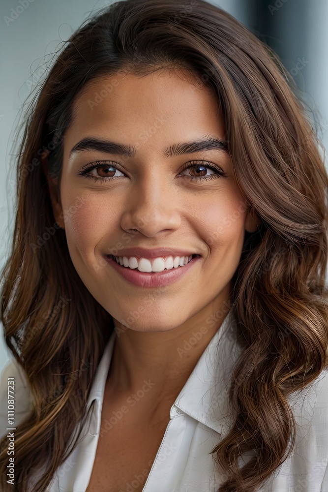 Headshot close up face portrait of young happy smiling Hispanic businesswoman, Headshot close up face portrait of young happy smiling Hispanic businesswoman,
