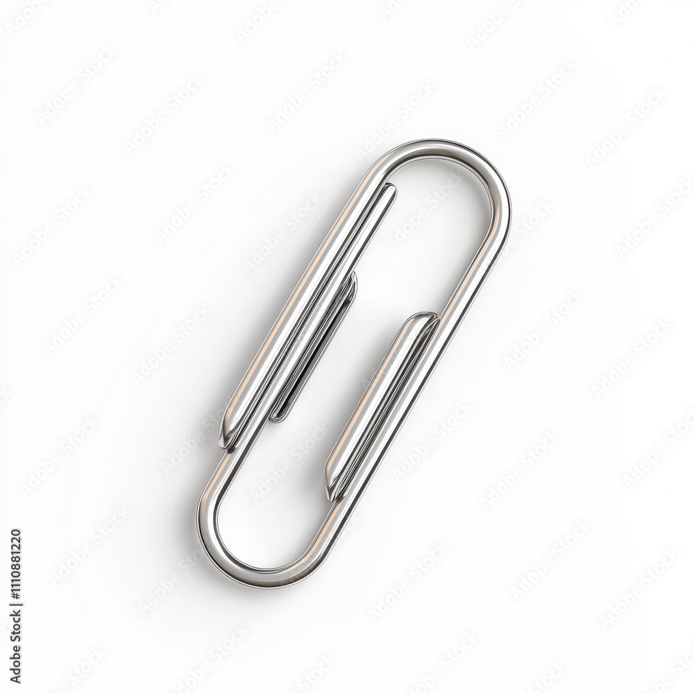 Silver Paper Clip on White Background for Office Supplies Collection Silver Paper Clip on White Background for Office Supplies Collection