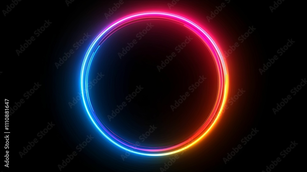 Vibrant Neon Circle Abstract Light Design