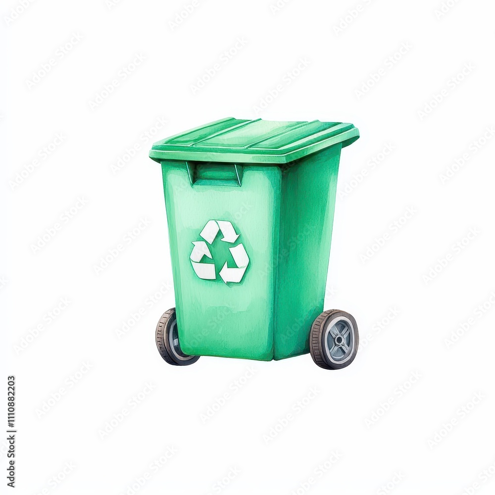 Bright Green Recycling Bin with Iconic Symbol for Environmental Sustainability and Eco-Friendliness Bright Green Recycling Bin with Iconic Symbol for Environmental Sustainability and Eco-Friendliness