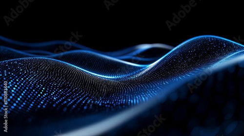 Abstract Blue Digital Wave Particle Flow
