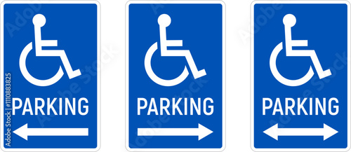 Handicapped reserved parking signs. Wheelchair ramp access sign symbol vector.