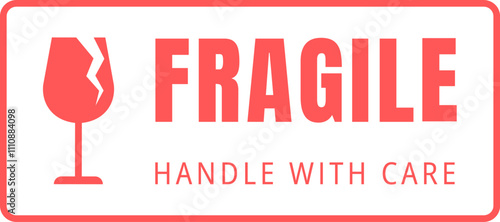 Shipping Fragile Sign icon, Fragile Handle With Care icon round border style