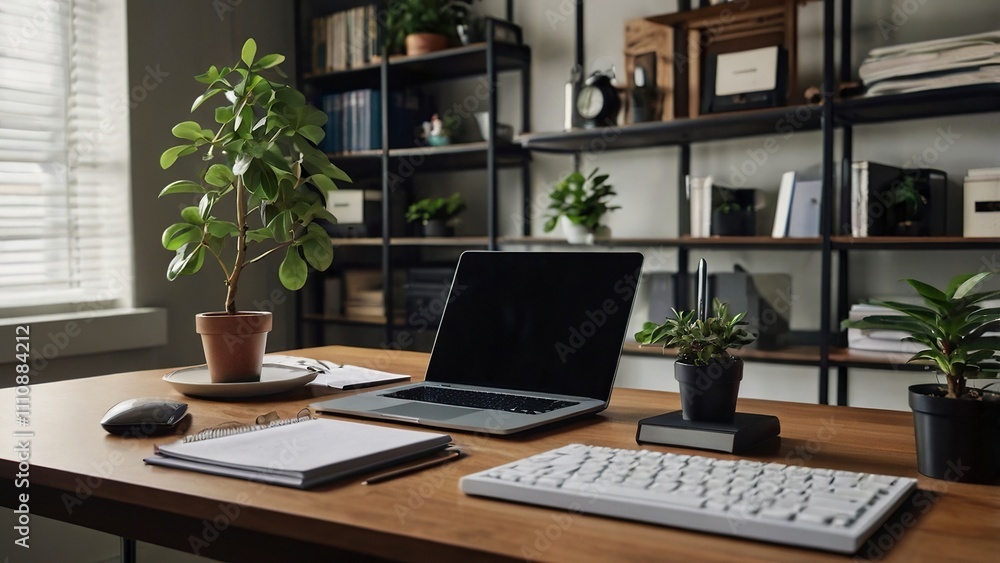 a_modern_office_desk_features_a_sleek_minimal a_modern_office_desk_features_a_sleek_minimal
