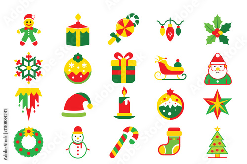 set of christmas elements