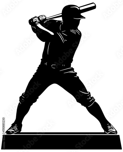 Baseball player trophy silhouette, isolated 