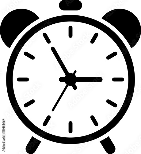 Simple analogue wall clock vector illustration, black and white, with seconds hand.