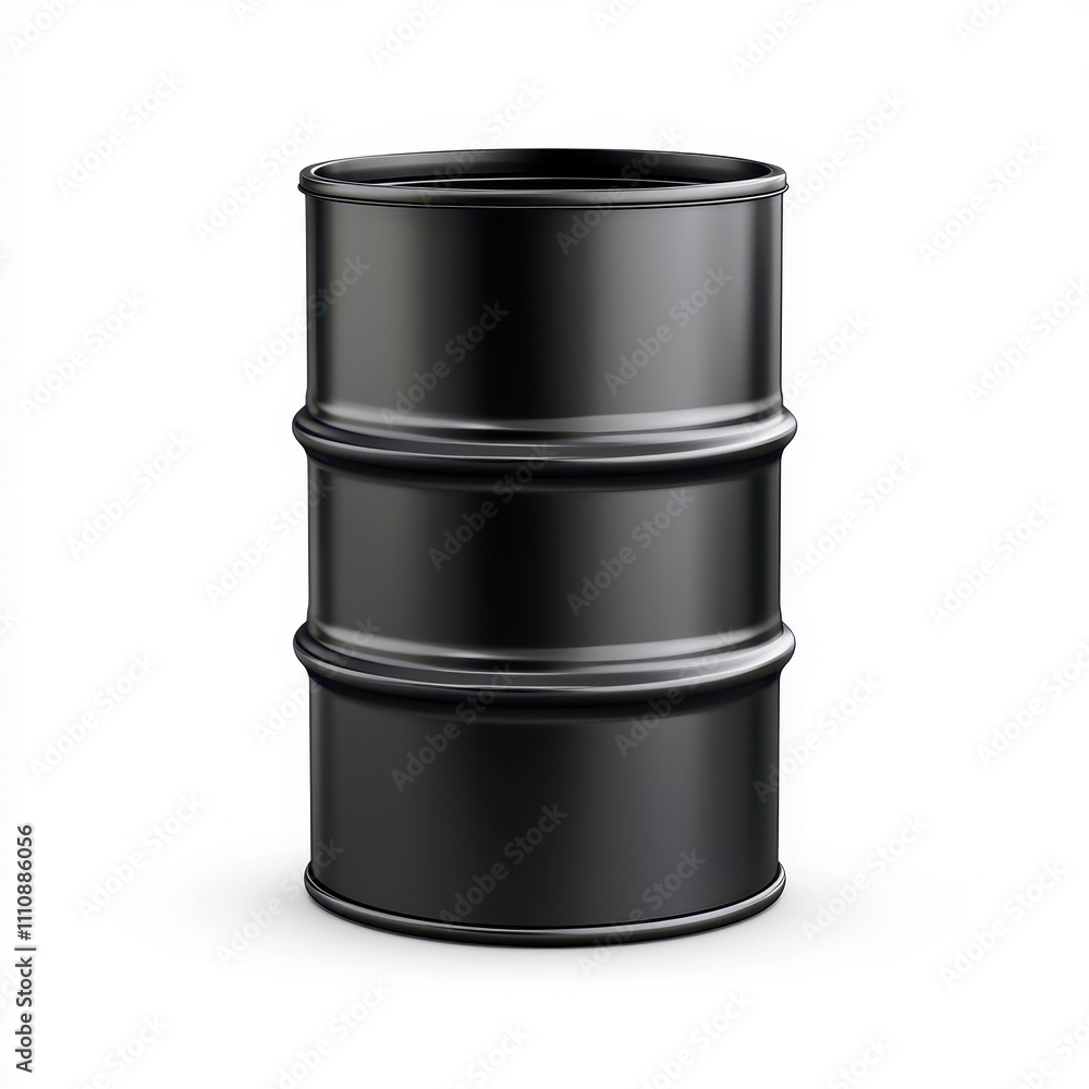 Black Metal Barrel on a White Background for Industrial and Commercial Uses Black Metal Barrel on a White Background for Industrial and Commercial Uses