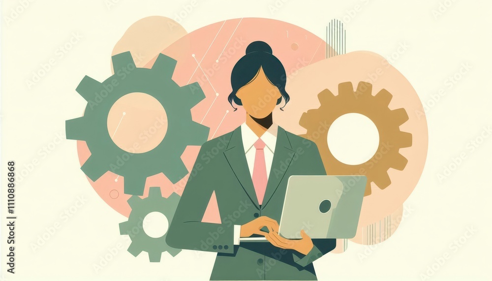 business person working on laptop content created with generative AI software. business person working on laptop content created with generative AI software.