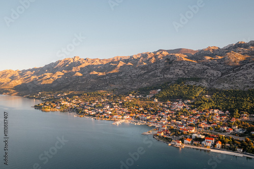 aerial view of the city Starigrad in Croatia, multi pitch, climbing, croatia, paklenica, national park, alpinism, drone, air2s, dji, velebit