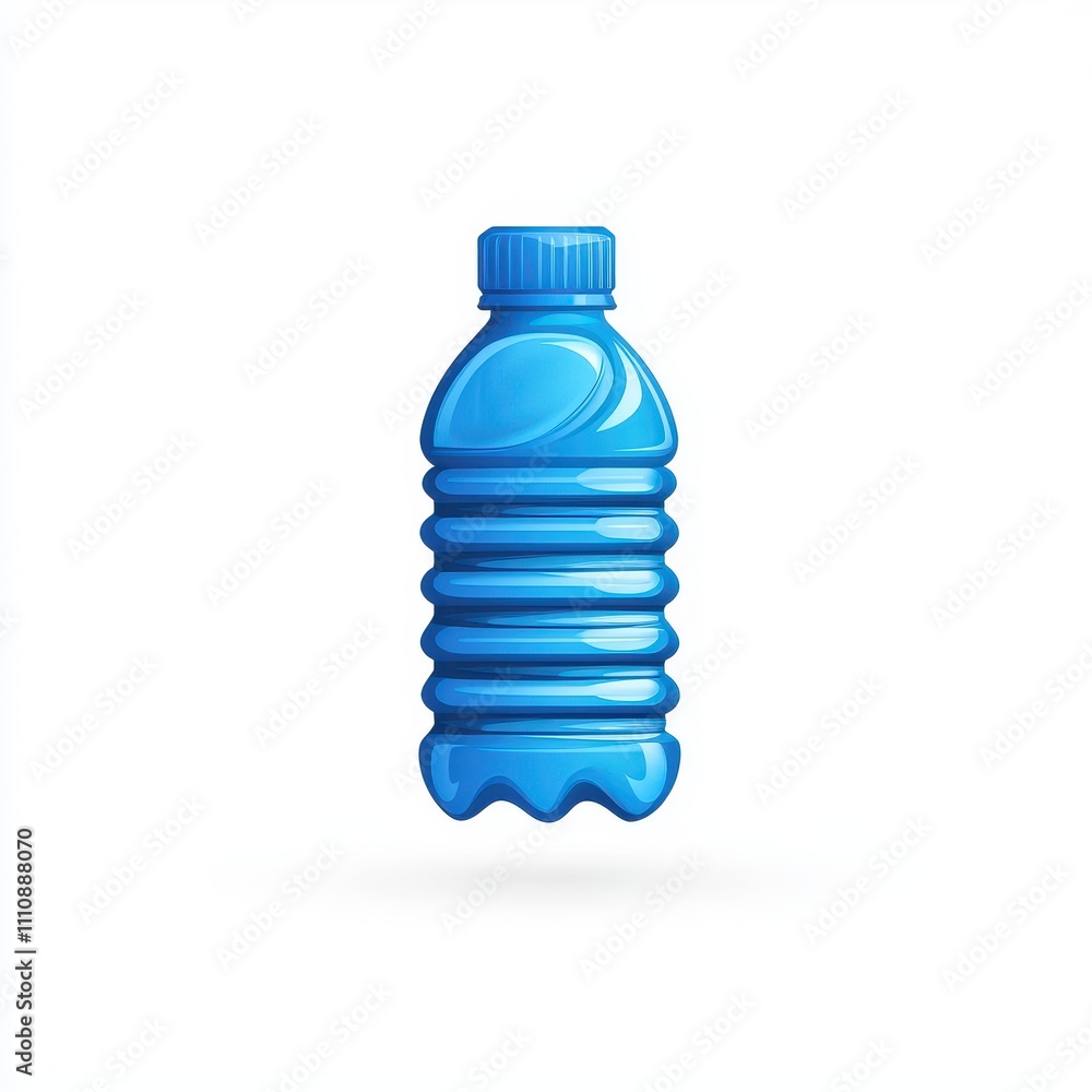 Vibrant Blue Plastic Water Bottle with Unique Design Set Against a Clean White Background Vibrant Blue Plastic Water Bottle with Unique Design Set Against a Clean White Background