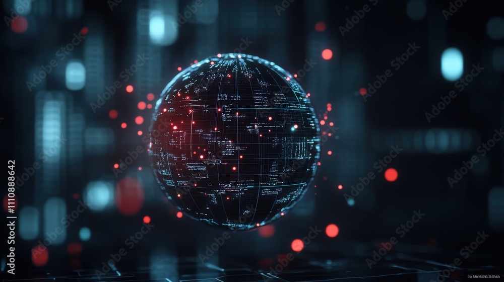 3D Rendered Digital Globe with Data Points and Binary Code in Futuristic Technology Environment Representing Global Connectivity and Information Exchange 3D Rendered Digital Globe with Data Points and Binary Code in Futuristic Technology Environment Representing Global Connectivity and Information Exchange