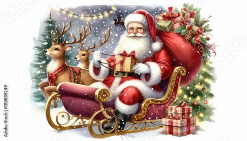 santa claus with christmas decoration content created with generative AI software.