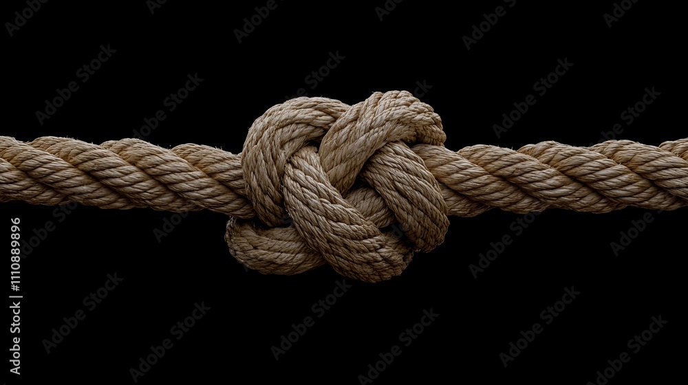A rope with a knot tied in it A rope with a knot tied in it